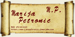 Marija Petronić vizit kartica